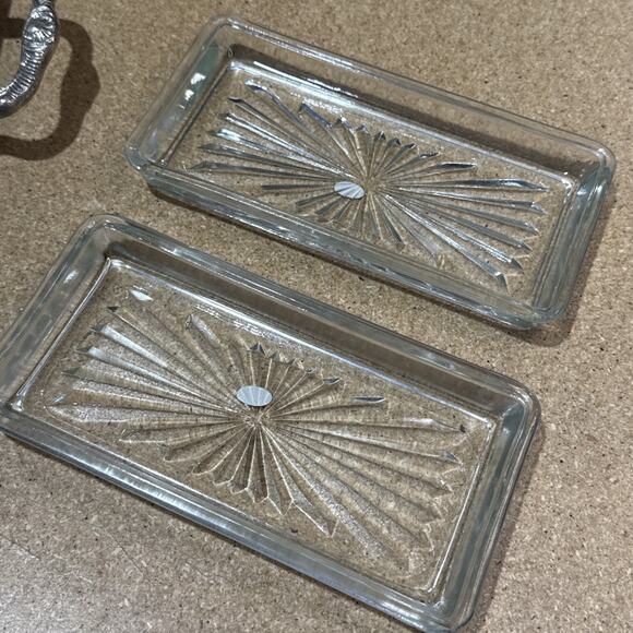 International Silver Serving Tray w/ 2 Glass Inserts NOS Incomplete Set - Picture 9 of 9